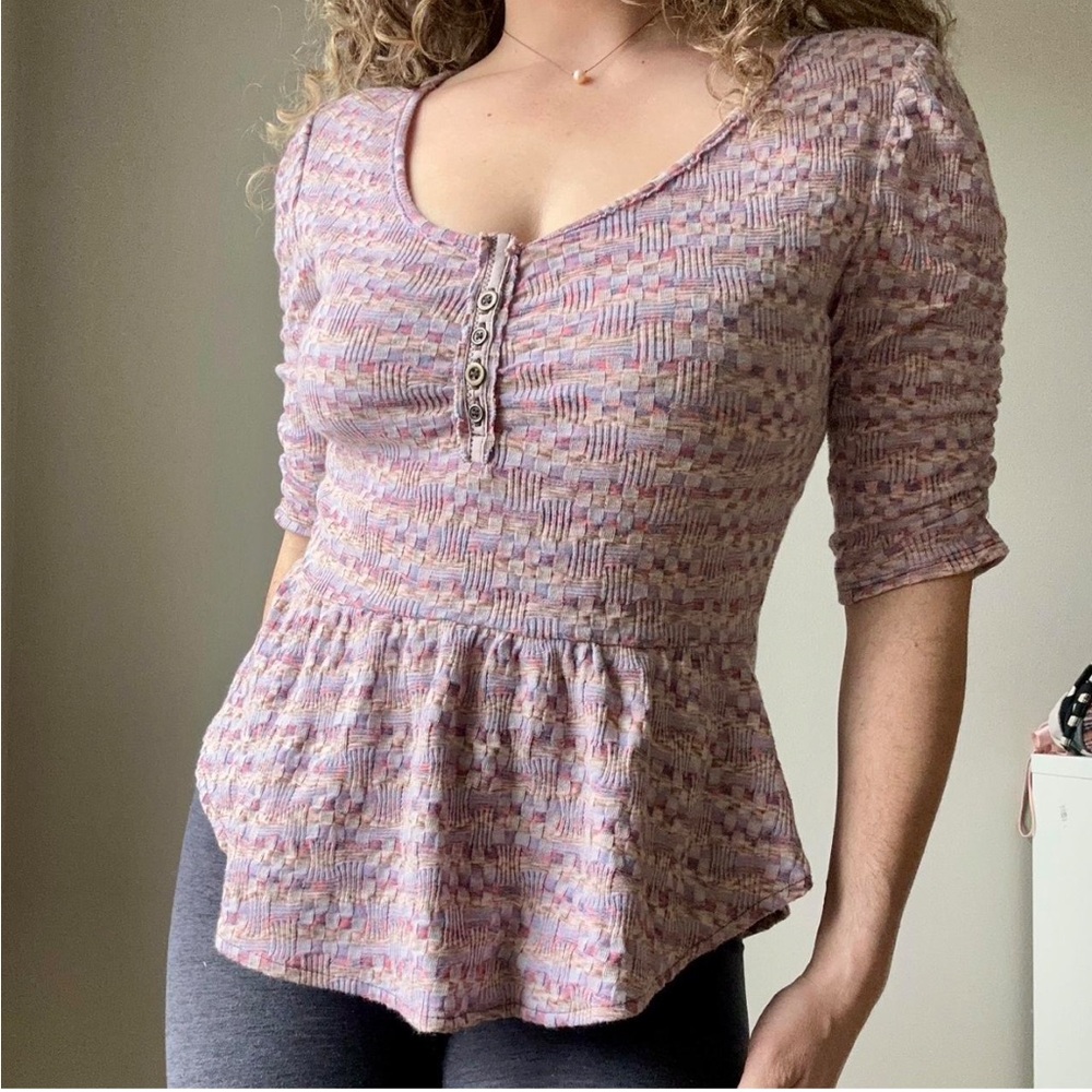 Free people lavender coral heather top Size XS